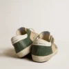 Super-Star da uomo in mesh color crema e nappa verde con stella in nappa