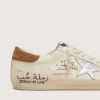 Super-Star da uomo in nappa con stella argentata metallizzata e scritte su tutta la superficie