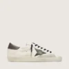 Super-Star da uomo in nappa con stella in pelle verde e linguetta sul tallone in pelle grigia