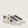 Super-Star da uomo in nappa con stella in pelle verde e linguetta sul tallone in pelle grigia
