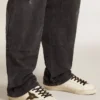 Super-Star da uomo in nappa con stella in pelle verde e linguetta sul tallone in pelle grigia