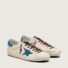 Super-Star da uomo in pelle bianca con stella in pelle scamosciata turchese