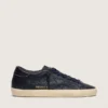 Super-Star da uomo in pelle blu navy con stella in pelle tono su tono