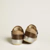 Super-Star da uomo in pelle con stella in pelle blu e linguetta sul tallone in nabuk beige
