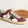 Super-Star da uomo in pelle crackle con stella marrone e linguetta sul tallone verde acqua