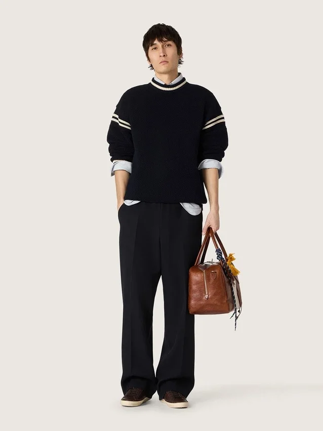 Super-Star da uomo in pelle marrone scuro con stella in pelle tono su tono