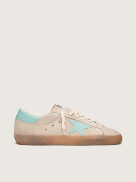 Super-Star da uomo in pelle scamosciata beige con stella verde acqua