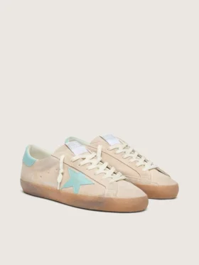 Super-Star da uomo in pelle scamosciata beige con stella verde acqua
