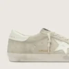 Super-Star da uomo in pelle scamosciata grigio chiaro con stella in pelle bianca