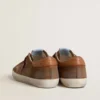 Super-Star da uomo in pelle scamosciata marrone con stella e linguetta sul tallone in pelle marrone chiaro