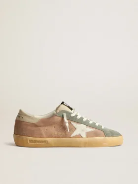 Super-Star da uomo in pelle scamosciata marrone e verde con stella in nappa bianca