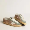 Super-Star da uomo in pelle scamosciata marrone e verde con stella in nappa bianca