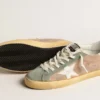 Super-Star da uomo in pelle scamosciata marrone e verde con stella in nappa bianca