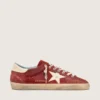 Super-Star da uomo in pelle scamosciata rossa con stella in pelle color crema