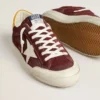 Super-Star da uomo in pelle scamosciata rosso mattone con stella in pelle bianca e linguetta sul tallone con stampa animalier