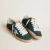 Super-Star da uomo in pelle scamosciata verde con stella in pelle metallizzata argento e linguetta in pelle sul tallone