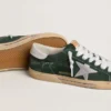 Super-Star da uomo in pelle scamosciata verde con stella in pelle metallizzata argento e linguetta in pelle sul tallone