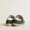Super-Star da uomo in pelle scamosciata verde con stella in pelle metallizzata argento e linguetta in pelle sul tallone