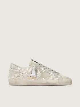 Super-Star in nabuk con cristalli Swarovski e stella in pelle scamosciata grigio ghiaccio