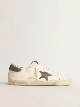 Super-Star in nappa con stella e linguetta sul tallone in pelle scamosciata grigia