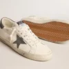 Super-Star in nappa con stella e linguetta sul tallone in pelle scamosciata grigia