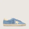 Super-Star in pelle scamosciata azzurra con stella e linguetta sul tallone in pelle beige