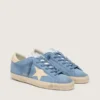 Super-Star in pelle scamosciata azzurra con stella e linguetta sul tallone in pelle beige