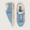 Super-Star in pelle scamosciata azzurra con stella e linguetta sul tallone in pelle beige