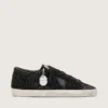 Super-Star in pelle scamosciata nera con cristalli Swarovski e stella in pelle scamosciata nera
