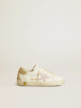 Super-Star Junior con stella in pelle lilla e linguetta sul tallone glitterata