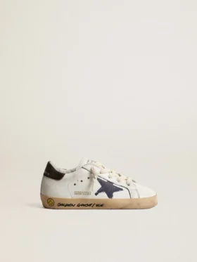 Super-Star Junior in nappa con stella stampata e linguetta sul tallone nera