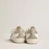 Super-Star Junior in pelle con stella glitterata e linguetta sul tallone