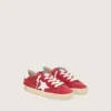 Super-Star Junior in pelle scamosciata rossa con stella e linguetta sul tallone in pelle bianca