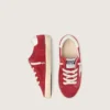 Super-Star Junior in pelle scamosciata rossa con stella e linguetta sul tallone in pelle bianca