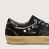 Super-Star LAB da uomo in pelle scamosciata laminata nera e nylon con stella in rilievo e lacci con cristalli