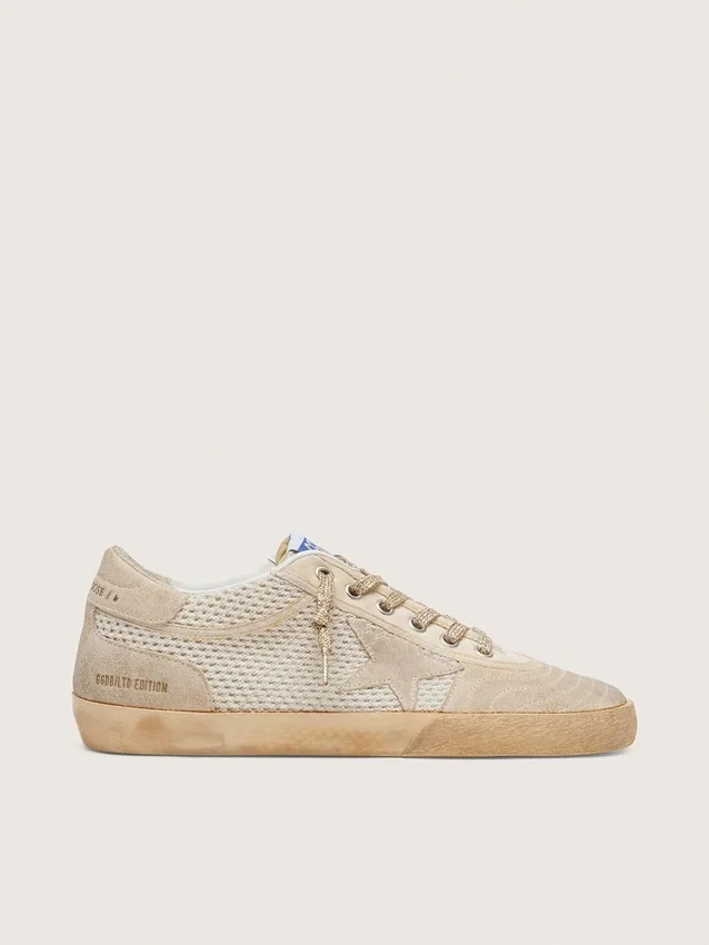 Super-Star LAB da donna in rete con stella in pelle scamosciata beige