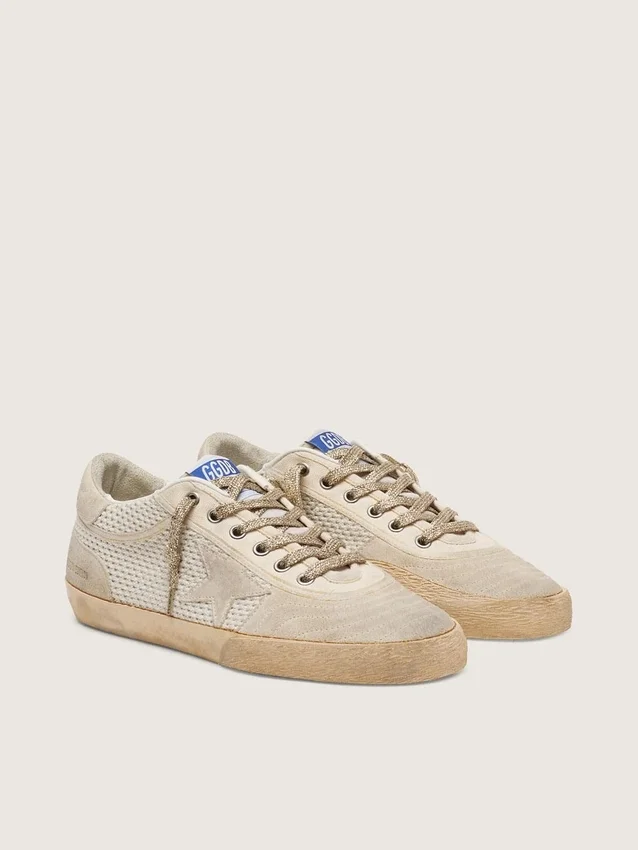 Super-Star LAB da donna in rete con stella in pelle scamosciata beige