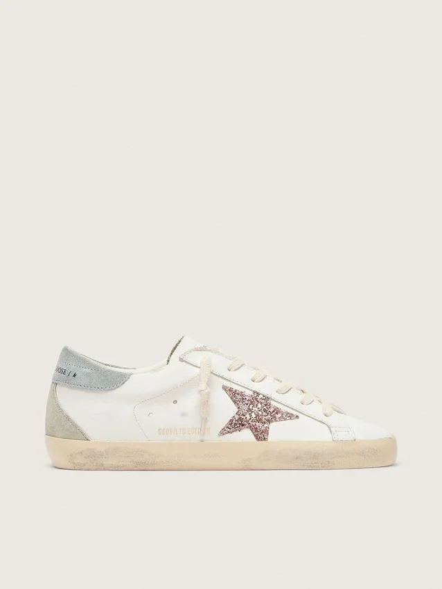 Super-Star LTD da donna con stella glitterata multicolore e linguetta sul tallone in pelle scamosciata