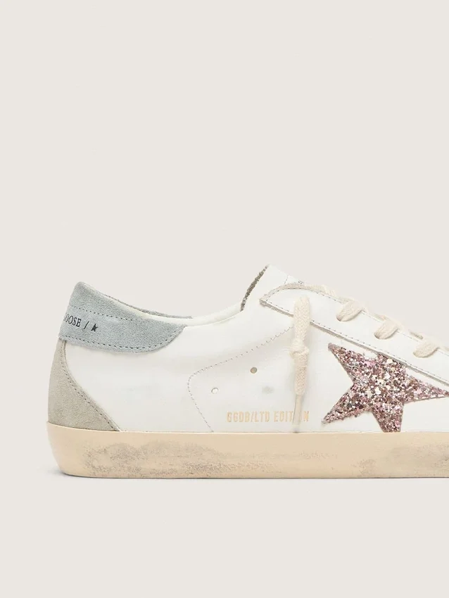 Super-Star LTD da donna con stella glitterata multicolore e linguetta sul tallone in pelle scamosciata