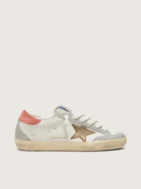 Super-Star LTD da donna in pelle bianca con stella in bronzo metallizzato