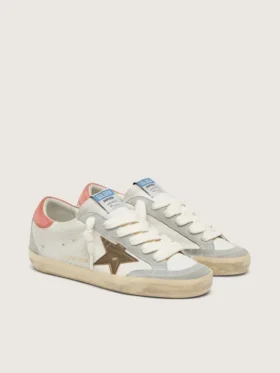 Super-Star LTD da donna in pelle bianca con stella in bronzo metallizzato
