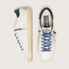 Super-Star LTD da donna in pelle bianca con stella in pelle scamosciata e linguetta sul tallone in pelle blu