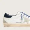 Super-Star LTD da donna in pelle bianca con stella in pelle scamosciata e linguetta sul tallone in pelle blu