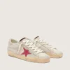 Super-Star LTD da donna in pelle di pony bianca con stella in pelle scamosciata rossa