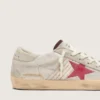 Super-Star LTD da donna in pelle di pony bianca con stella in pelle scamosciata rossa