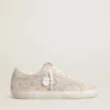 Super-Star LTD da donna in pelle scamosciata con cristalli Swarovski e stella in pelle grigio ghiaccio