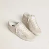 Super-Star LTD da donna in pelle scamosciata con cristalli Swarovski e stella in pelle grigio ghiaccio