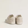 Super-Star LTD da donna in pelle scamosciata con cristalli Swarovski e stella in pelle grigio ghiaccio