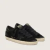 Super-Star LTD da donna in pelle scamosciata nera con stella glitterata nera e linguetta sul tallone in pelle nera