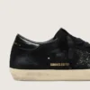 Super-Star LTD da donna in pelle scamosciata nera con stella glitterata nera e linguetta sul tallone in pelle nera
